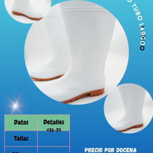 Bota blanca tubo largo lisa caballero