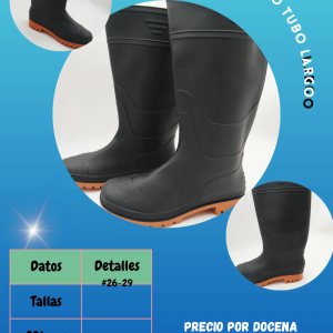 Bota negra tubo largo lisa caballero