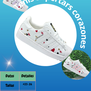 Tenis Adidas superstar corazones dama